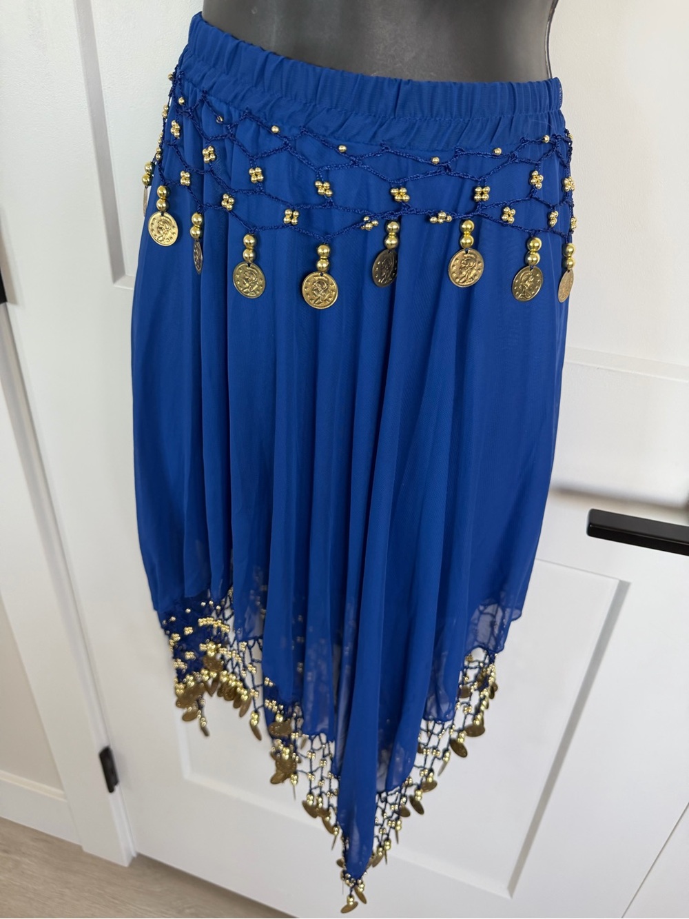 BELLY DANCING SKIRT- cobalt blue with coins ladies sz medium! traditional